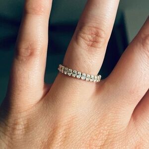 Oval Moissanite Half Eternity Band